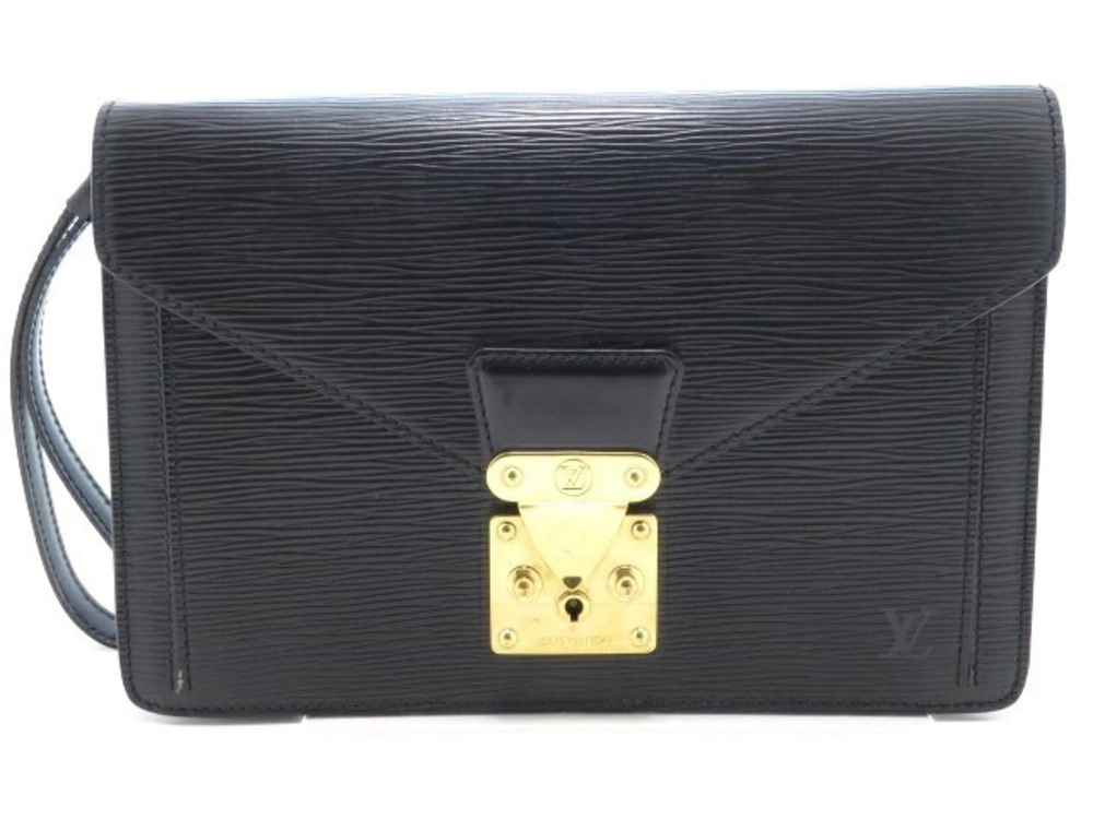 LOUIS VUITTON Shoulder Bag Pochette Cellier Dragonne Noir Black Epi